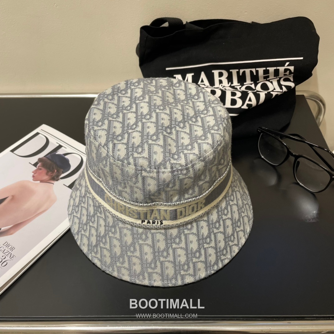 Dior Logo Linen Cotton Blend Bucket Hat 디올 로고 린넨 코튼 혼방 버킷 햇 56cm 2