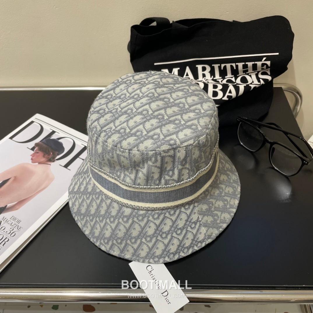 Dior Logo Linen Cotton Blend Bucket Hat 디올 로고 린넨 코튼 혼방 버킷 햇 56cm 3