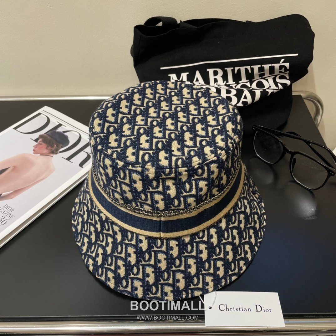 Dior Logo Linen Cotton Blend Bucket Hat 디올 로고 린넨 코튼 혼방 버킷 햇 56cm 3