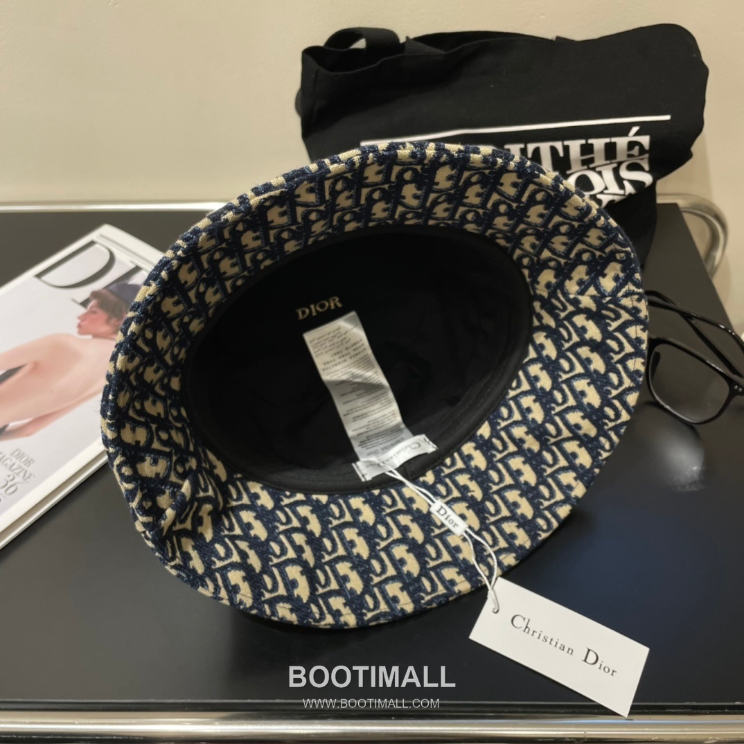 Dior Logo Linen Cotton Blend Bucket Hat 디올 로고 린넨 코튼 혼방 버킷 햇 56cm 4