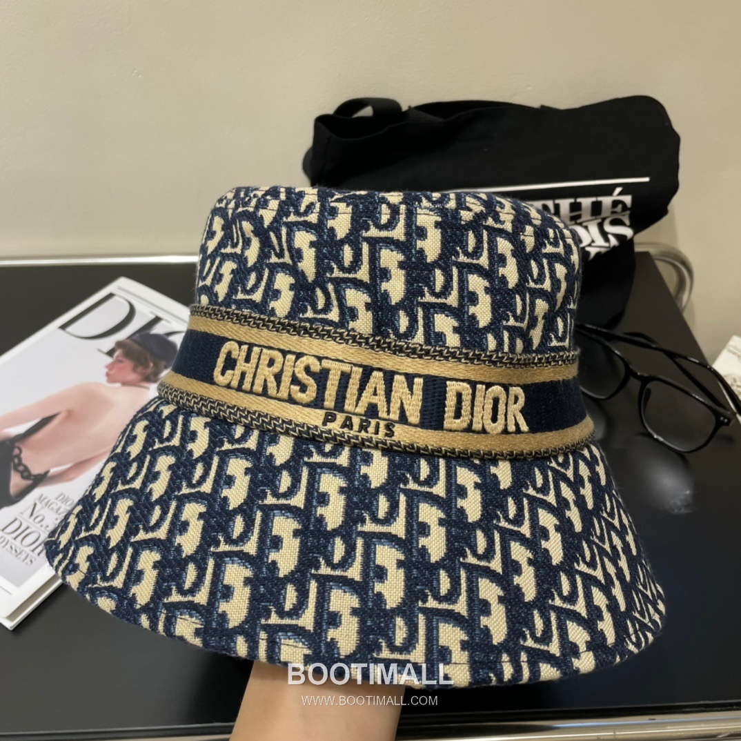 Dior Logo Linen Cotton Blend Bucket Hat 디올 로고 린넨 코튼 혼방 버킷 햇 56cm 5