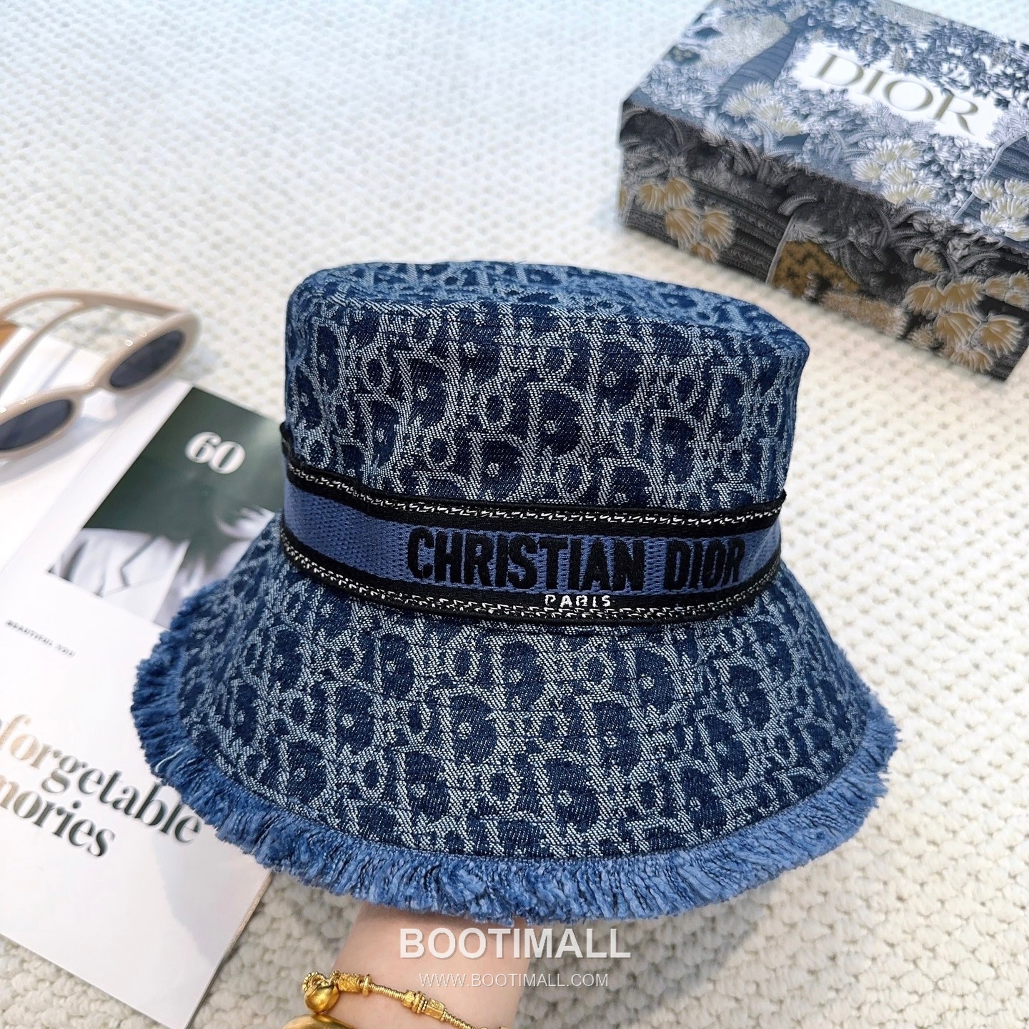 Dior Logo Linen Cotton Blend Bucket Hat 디올 로고 린넨 코튼 혼방 버킷 햇 56cm 2