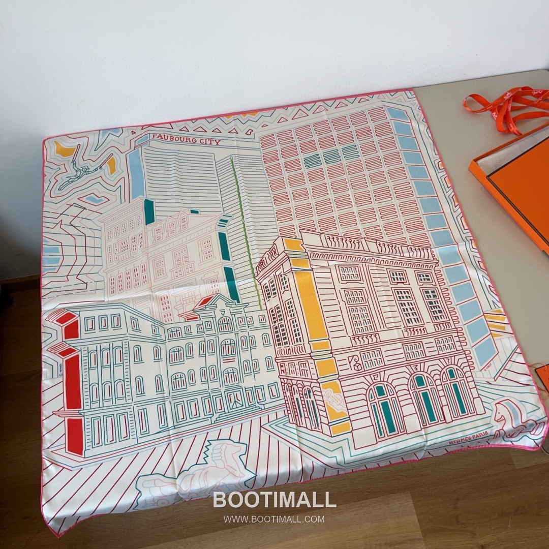Hermes City of Fortune Silk Square Scarf 100% Silk Print Scarf 에르메스 시티 오브 포춘 실크 스퀘어 스카프 90cm 1