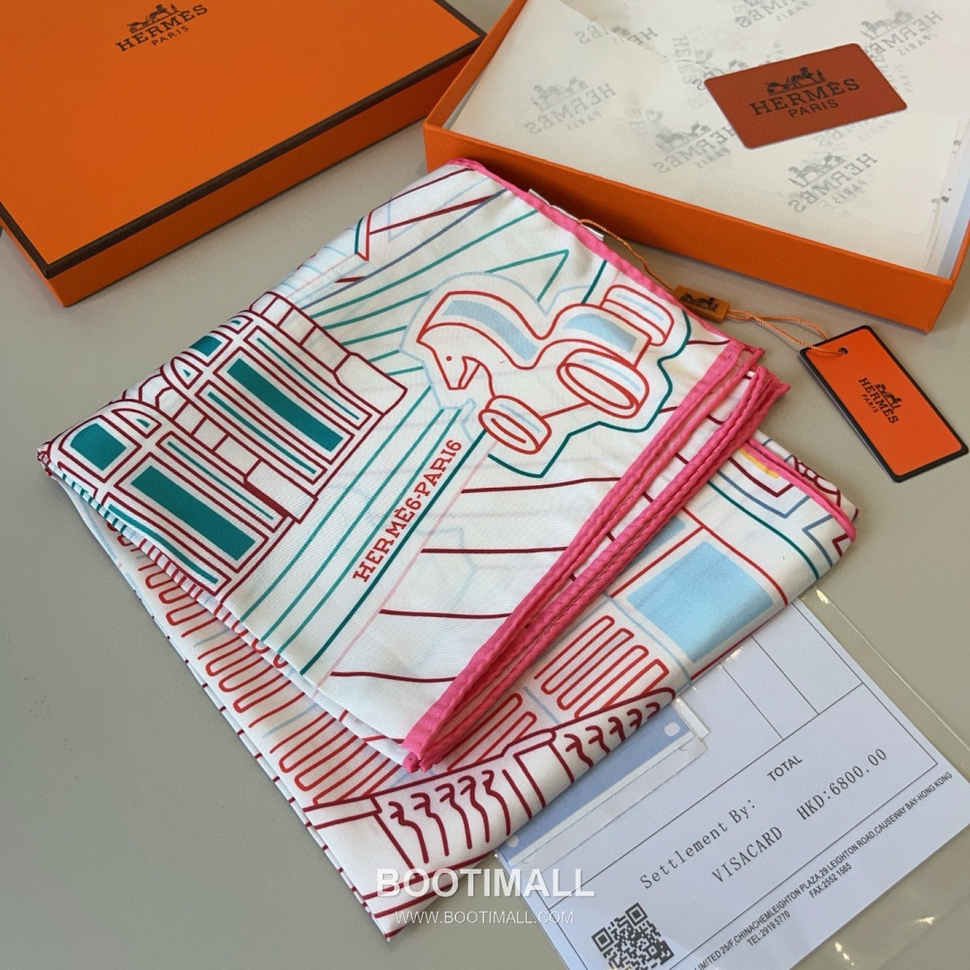 Hermes City of Fortune Silk Square Scarf 100% Silk Print Scarf 에르메스 시티 오브 포춘 실크 스퀘어 스카프 90cm 3