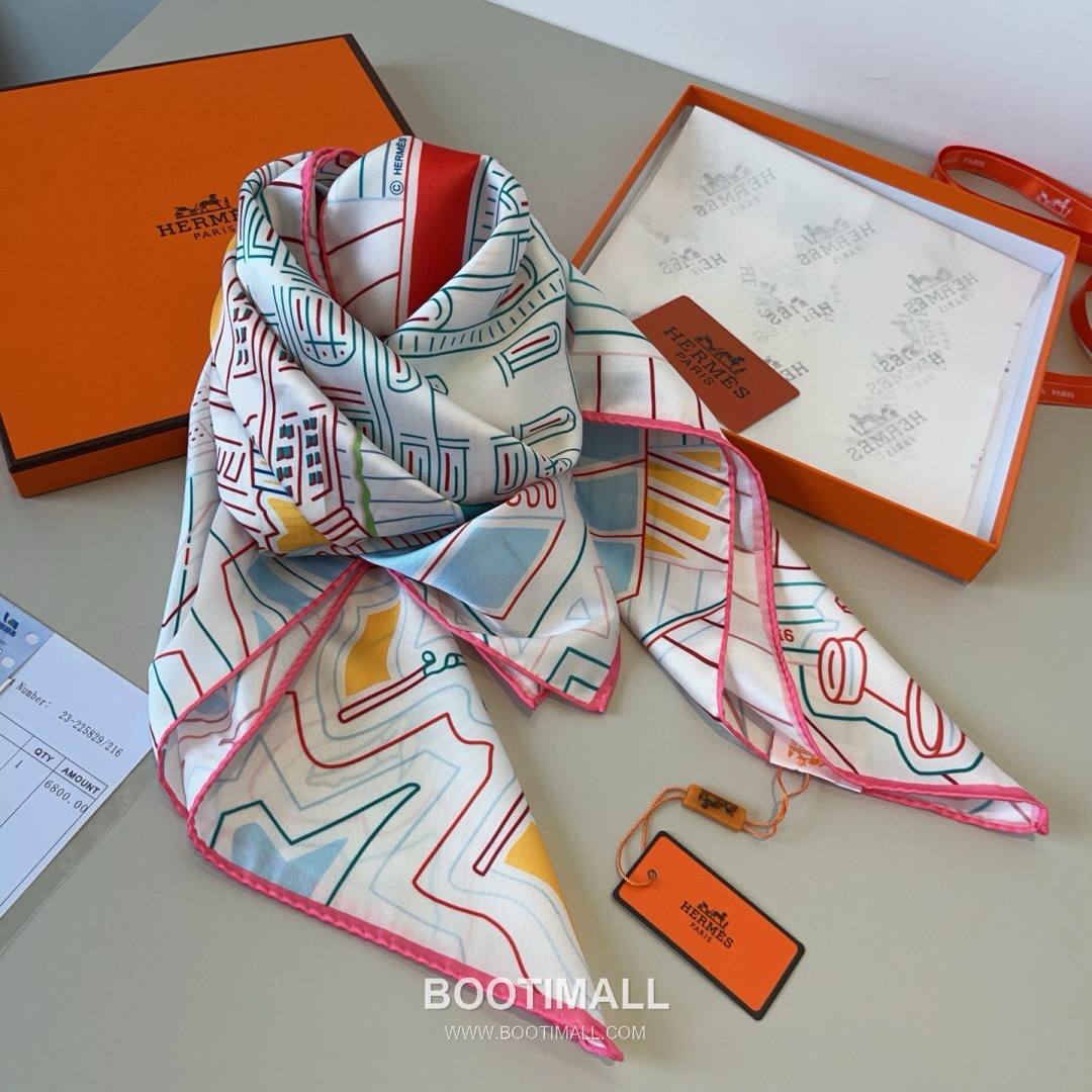 Hermes City of Fortune Silk Square Scarf 100% Silk Print Scarf 에르메스 시티 오브 포춘 실크 스퀘어 스카프 90cm 4