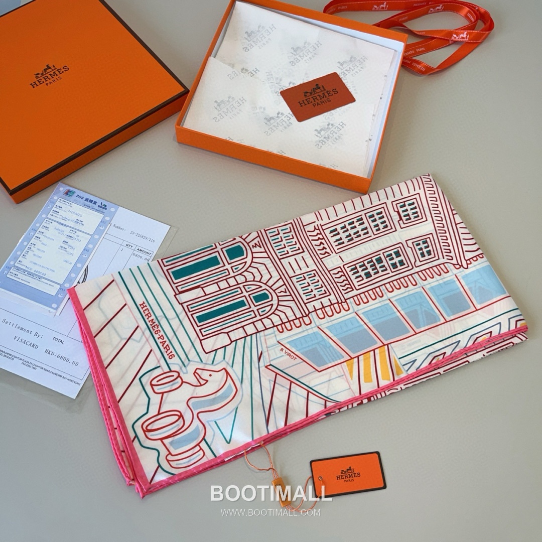 Hermes City of Fortune Silk Square Scarf 100% Silk Print Scarf 에르메스 시티 오브 포춘 실크 스퀘어 스카프 90cm 7