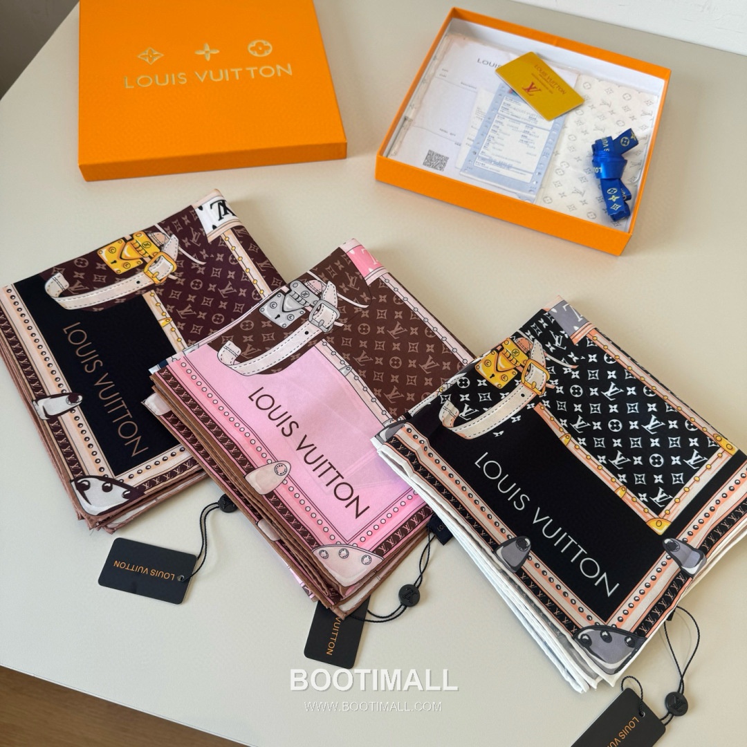 Louis Vuitton Let's Go Trunk Motif Silk Square Scarf 100% Silk Print Scarf 루이비통 렛츠고 트렁크 모티프 실크 스퀘어 스카프 90cm 9