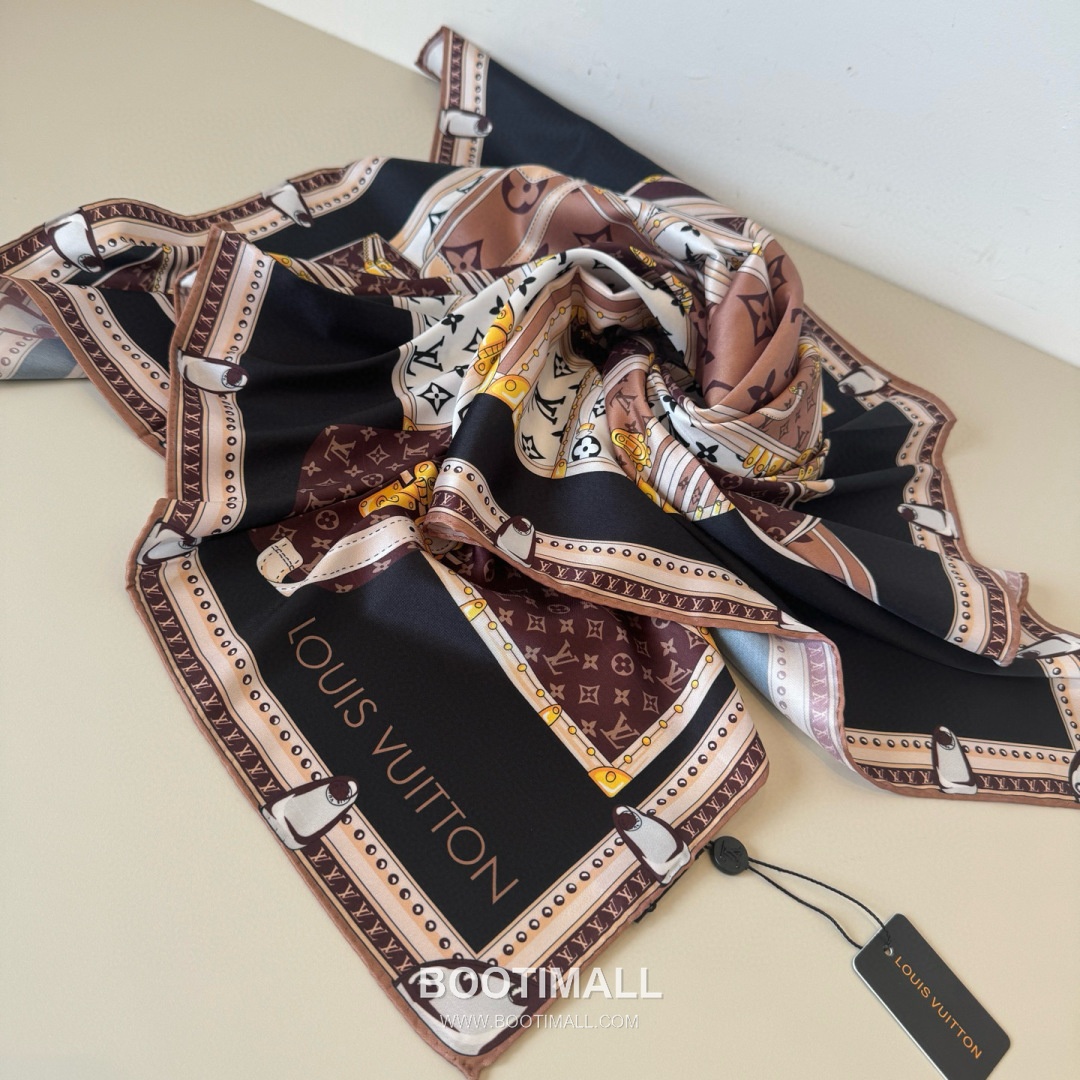 Louis Vuitton Let's Go Trunk Motif Silk Square Scarf 100% Silk Print Scarf 루이비통 렛츠고 트렁크 모티프 실크 스퀘어 스카프 90cm 8