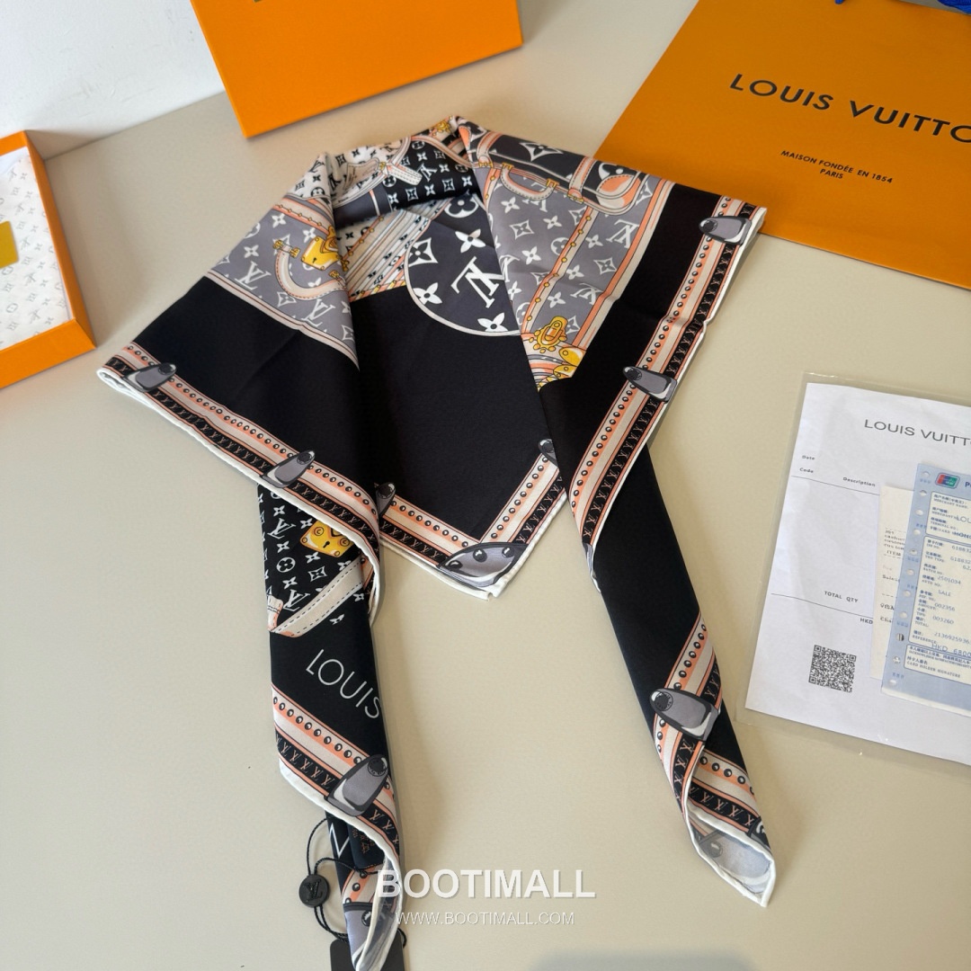 Louis Vuitton Let's Go Trunk Motif Silk Square Scarf 100% Silk Print Scarf 루이비통 렛츠고 트렁크 모티프 실크 스퀘어 스카프 90cm 5