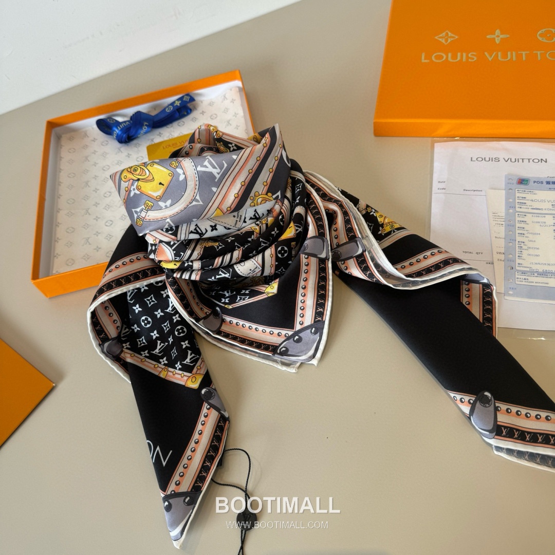 Louis Vuitton Let's Go Trunk Motif Silk Square Scarf 100% Silk Print Scarf 루이비통 렛츠고 트렁크 모티프 실크 스퀘어 스카프 90cm 6