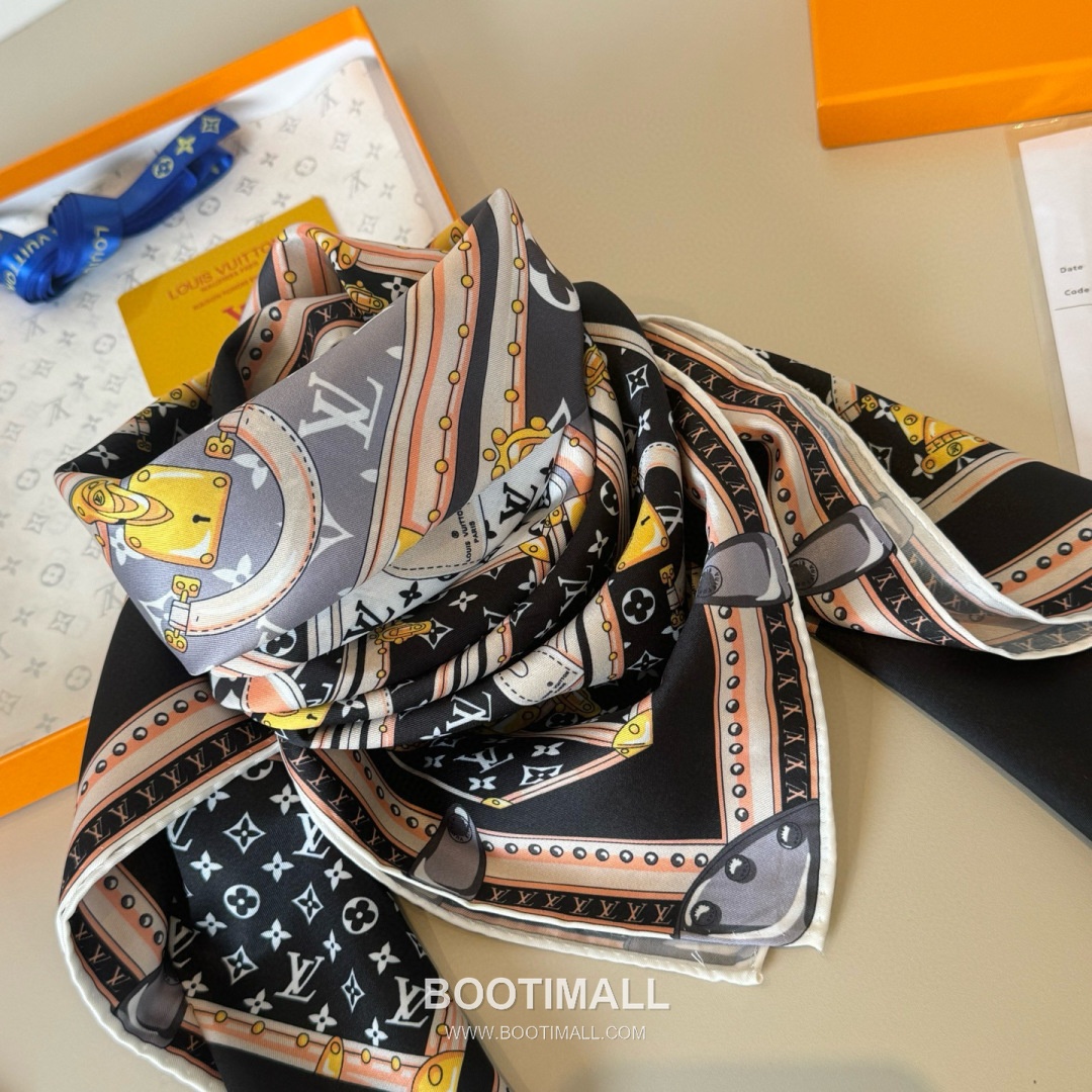Louis Vuitton Let's Go Trunk Motif Silk Square Scarf 100% Silk Print Scarf 루이비통 렛츠고 트렁크 모티프 실크 스퀘어 스카프 90cm 7