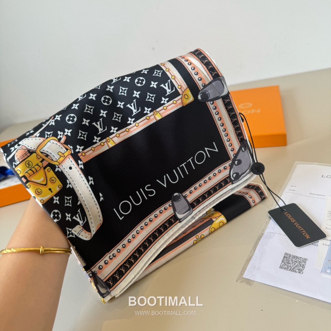 Louis Vuitton Let's Go Trunk Motif Silk Square Scarf 100% Silk Print Scarf 루이비통 렛츠고 트렁크 모티프 실크 스퀘어 스카프 90cm 8