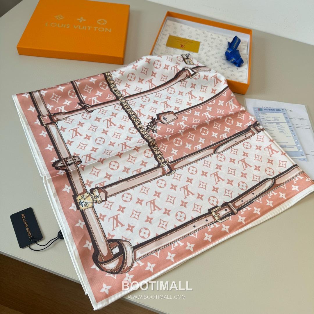 Louis Vuitton Monogram Belt Motif Silk Twill Square Scarf 100% Silk Twill Print Scarf 루이비통 모노그램 벨트 모티프 실크 트윌 스퀘어 스카프 90cm 3