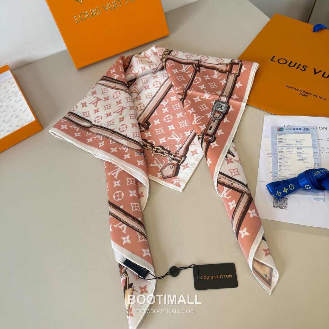 Louis Vuitton Monogram Belt Motif Silk Twill Square Scarf 100% Silk Twill Print Scarf 루이비통 모노그램 벨트 모티프 실크 트윌 스퀘어 스카프 90cm 5