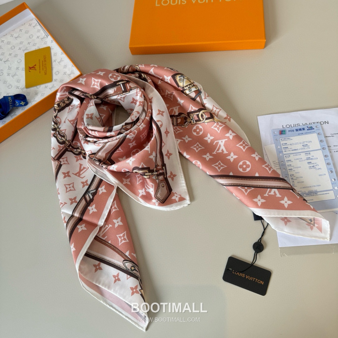 Louis Vuitton Monogram Belt Motif Silk Twill Square Scarf 100% Silk Twill Print Scarf 루이비통 모노그램 벨트 모티프 실크 트윌 스퀘어 스카프 90cm 6