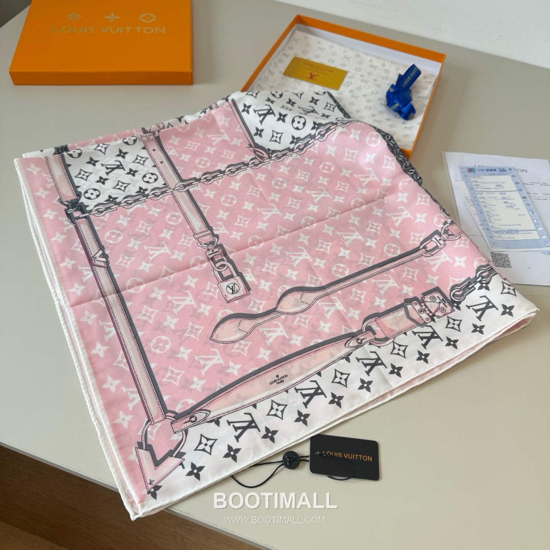 Louis Vuitton Monogram Belt Motif Silk Twill Square Scarf 100% Silk Twill Print Scarf 루이비통 모노그램 벨트 모티프 실크 트윌 스퀘어 스카프 90cm 3