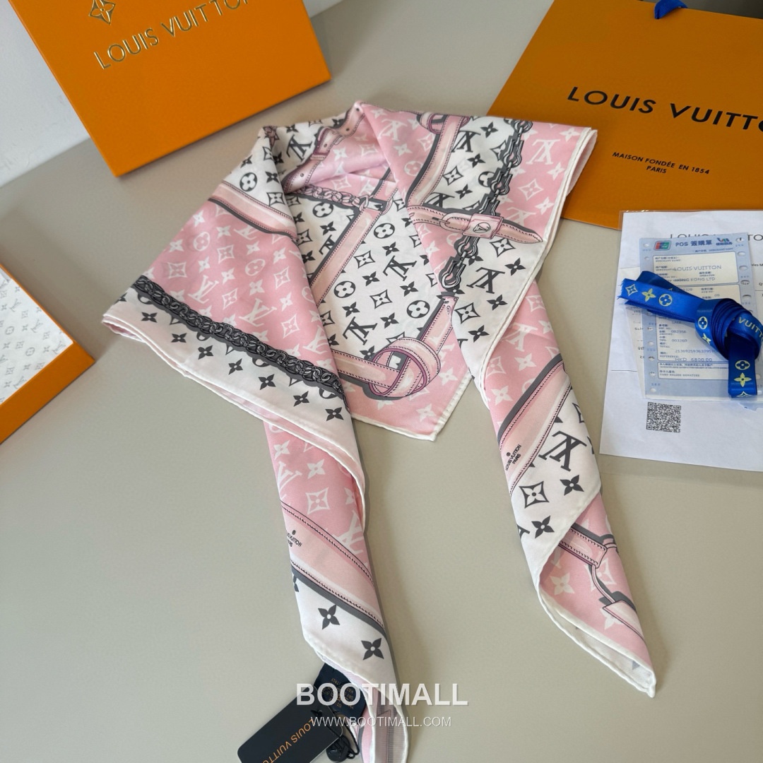 Louis Vuitton Monogram Belt Motif Silk Twill Square Scarf 100% Silk Twill Print Scarf 루이비통 모노그램 벨트 모티프 실크 트윌 스퀘어 스카프 90cm 5