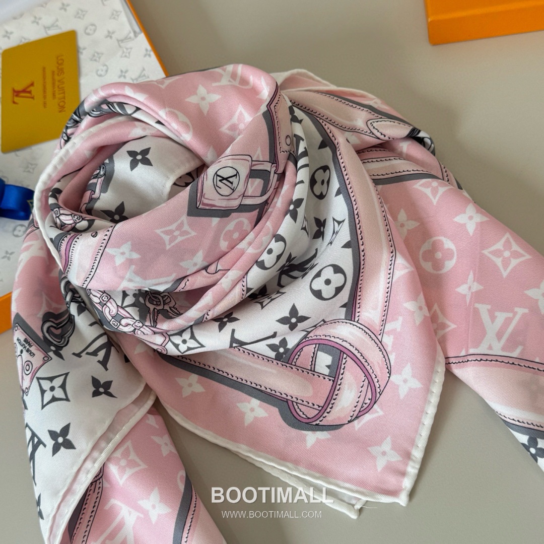 Louis Vuitton Monogram Belt Motif Silk Twill Square Scarf 100% Silk Twill Print Scarf 루이비통 모노그램 벨트 모티프 실크 트윌 스퀘어 스카프 90cm 7