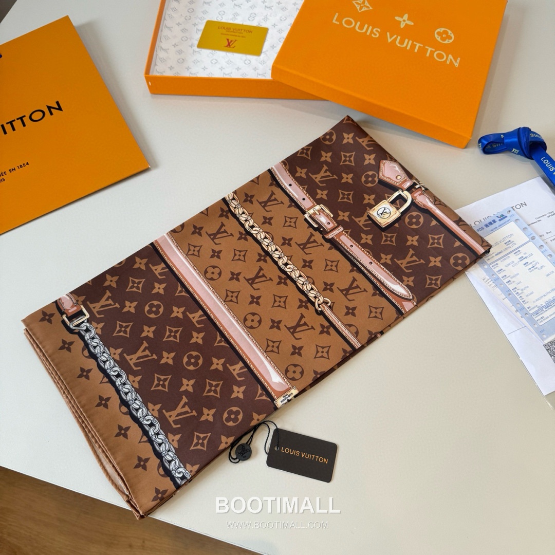 Louis Vuitton Monogram Belt Motif Silk Twill Square Scarf 100% Silk Twill Print Scarf 루이비통 모노그램 벨트 모티프 실크 트윌 스퀘어 스카프 90cm 4