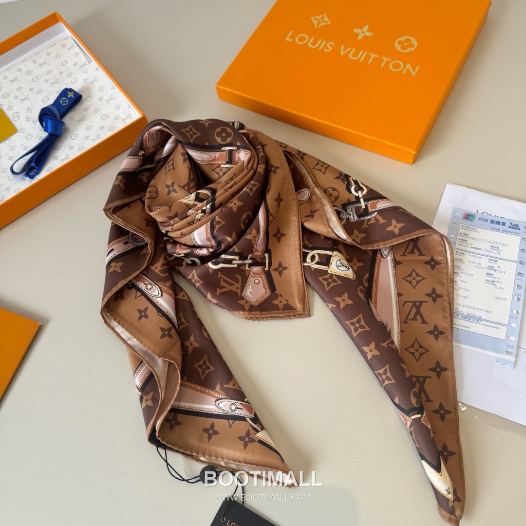 Louis Vuitton Monogram Belt Motif Silk Twill Square Scarf 100% Silk Twill Print Scarf 루이비통 모노그램 벨트 모티프 실크 트윌 스퀘어 스카프 90cm 6