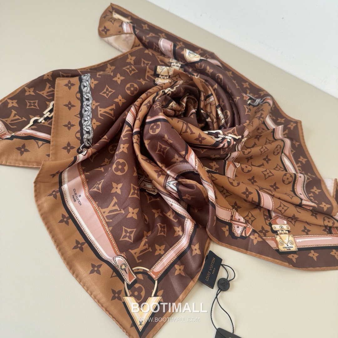 Louis Vuitton Monogram Belt Motif Silk Twill Square Scarf 100% Silk Twill Print Scarf 루이비통 모노그램 벨트 모티프 실크 트윌 스퀘어 스카프 90cm 8