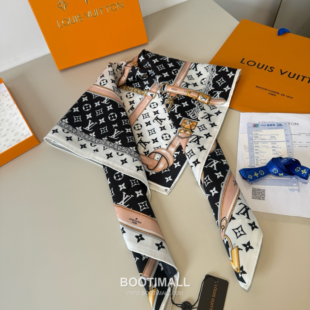 Louis Vuitton Monogram Belt Motif Silk Twill Square Scarf 100% Silk Twill Print Scarf 루이비통 모노그램 벨트 모티프 실크 트윌 스퀘어 스카프 90cm 5