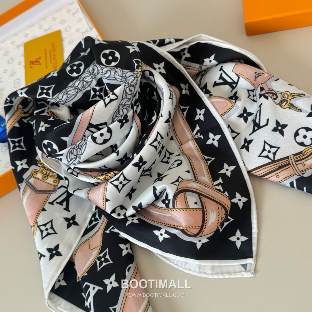 Louis Vuitton Monogram Belt Motif Silk Twill Square Scarf 100% Silk Twill Print Scarf 루이비통 모노그램 벨트 모티프 실크 트윌 스퀘어 스카프 90cm 7