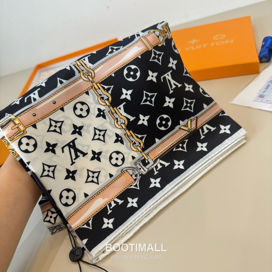 Louis Vuitton Monogram Belt Motif Silk Twill Square Scarf 100% Silk Twill Print Scarf 루이비통 모노그램 벨트 모티프 실크 트윌 스퀘어 스카프 90cm 8