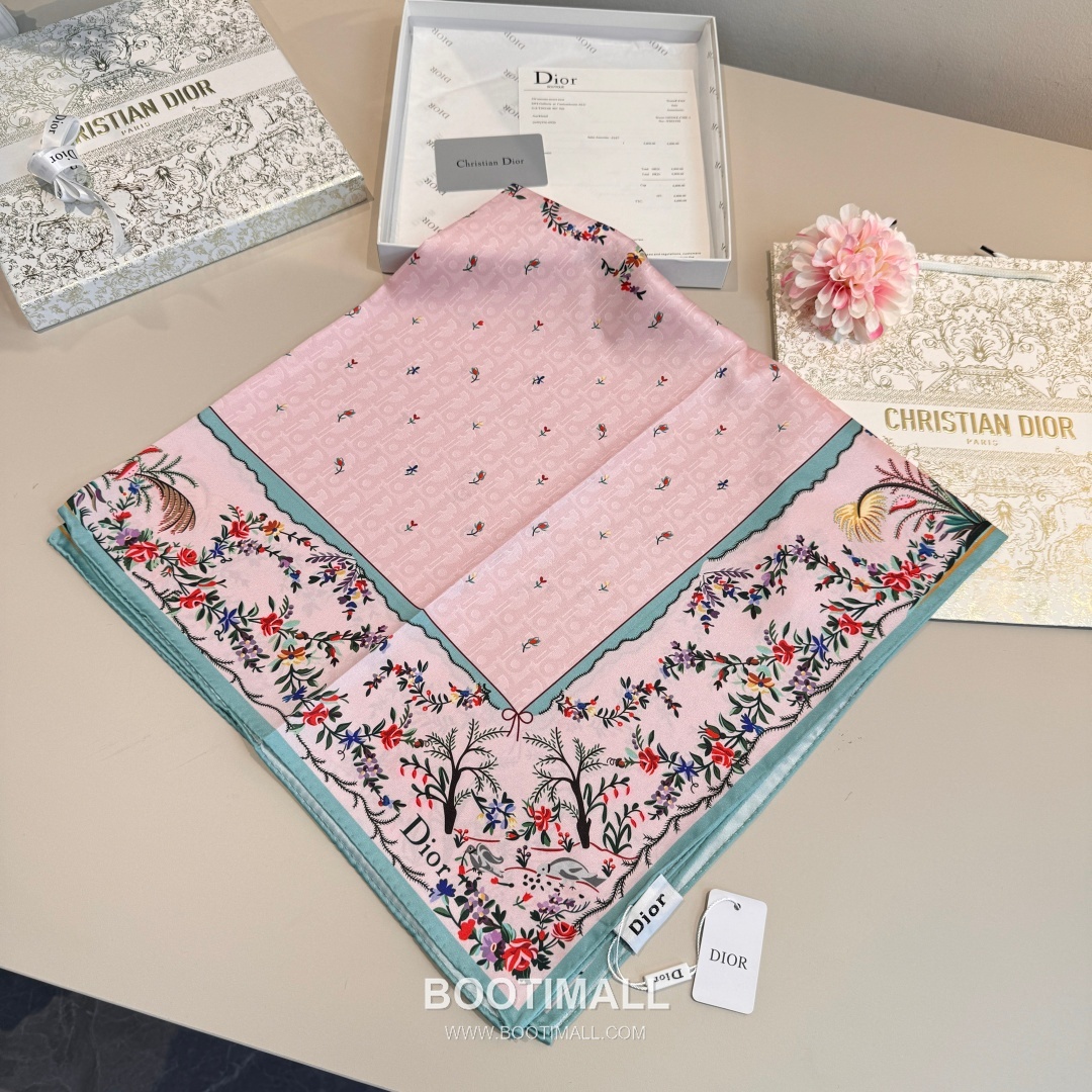 Dior Dioramour Revolution Flowers Silk Twill Square Scarf 100% Silk Twill Print Scarf 디올 디올아무르 레볼루션 플라워 실크 트윌 스퀘어 스카프 90cm 3