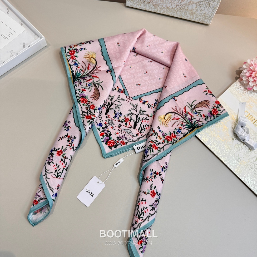 Dior Dioramour Revolution Flowers Silk Twill Square Scarf 100% Silk Twill Print Scarf 디올 디올아무르 레볼루션 플라워 실크 트윌 스퀘어 스카프 90cm 6