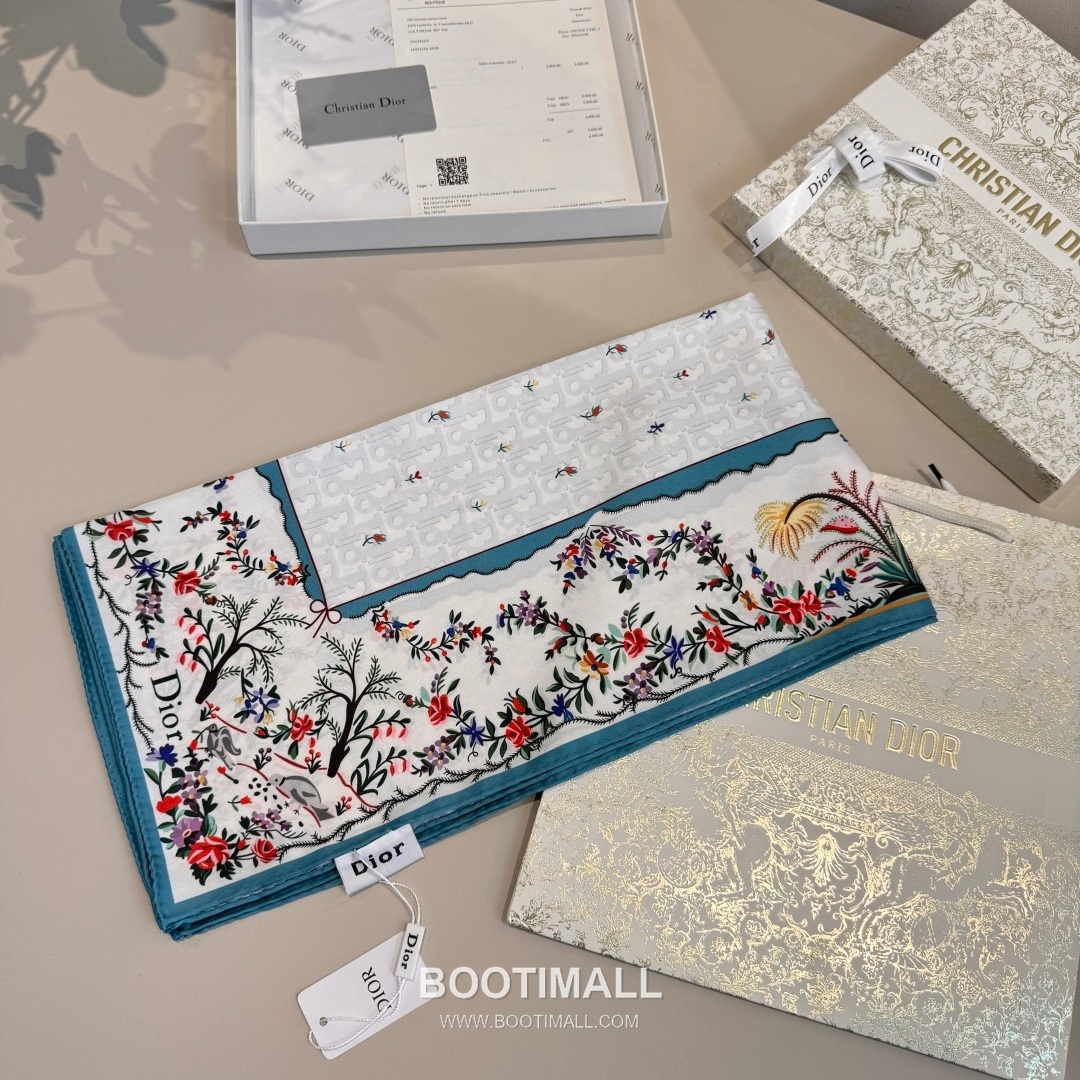 Dior Dioramour Revolution Flowers Silk Twill Square Scarf 100% Silk Twill Print Scarf 디올 디올아무르 레볼루션 플라워 실크 트윌 스퀘어 스카프 90cm 4