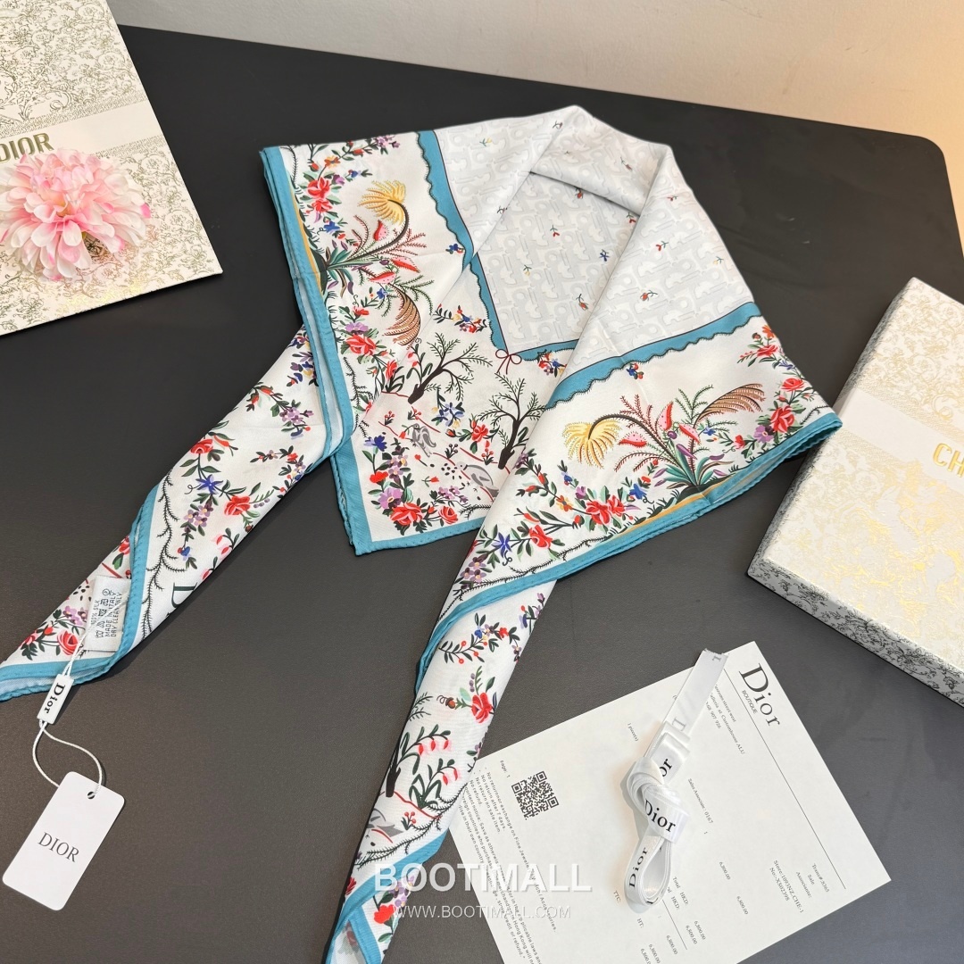 Dior Dioramour Revolution Flowers Silk Twill Square Scarf 100% Silk Twill Print Scarf 디올 디올아무르 레볼루션 플라워 실크 트윌 스퀘어 스카프 90cm 6