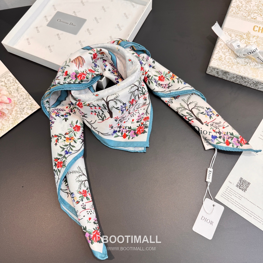 Dior Dioramour Revolution Flowers Silk Twill Square Scarf 100% Silk Twill Print Scarf 디올 디올아무르 레볼루션 플라워 실크 트윌 스퀘어 스카프 90cm 7