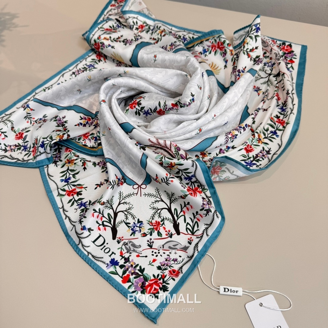 Dior Dioramour Revolution Flowers Silk Twill Square Scarf 100% Silk Twill Print Scarf 디올 디올아무르 레볼루션 플라워 실크 트윌 스퀘어 스카프 90cm 8