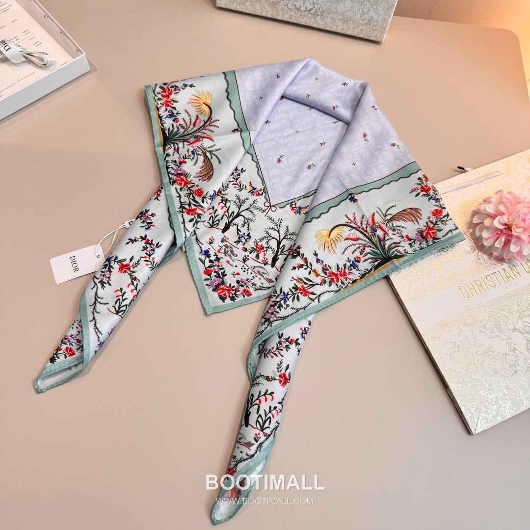 Dior Dioramour Revolution Flowers Silk Twill Square Scarf 100% Silk Twill Print Scarf 디올 디올아무르 레볼루션 플라워 실크 트윌 스퀘어 스카프 90cm 6