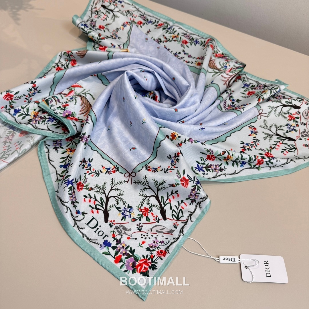 Dior Dioramour Revolution Flowers Silk Twill Square Scarf 100% Silk Twill Print Scarf 디올 디올아무르 레볼루션 플라워 실크 트윌 스퀘어 스카프 90cm 8