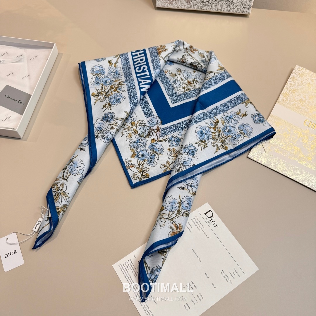 Dior Rosier de Dior Silk Twill Square Scarf with Floral Logo Jacquard 디올 로지에 드 디올 실크 트윌 스퀘어 스카프 플로럴 로고 자카드 90cm 6