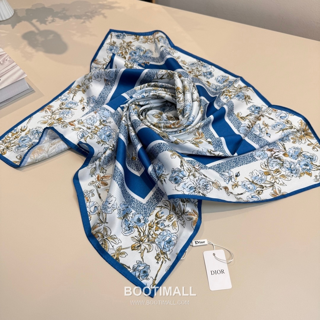 Dior Rosier de Dior Silk Twill Square Scarf with Floral Logo Jacquard 디올 로지에 드 디올 실크 트윌 스퀘어 스카프 플로럴 로고 자카드 90cm 8