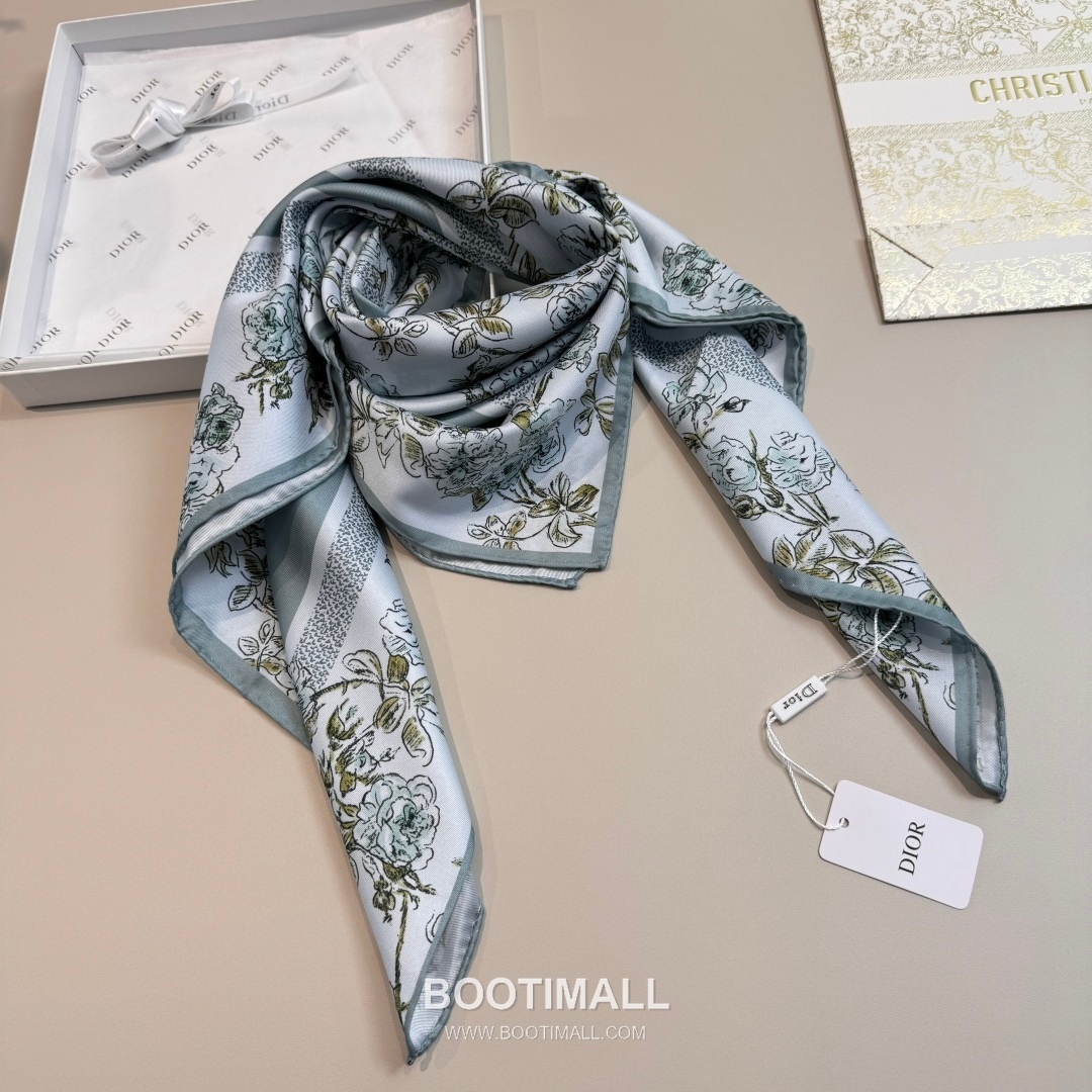 Dior Rosier de Dior Silk Twill Square Scarf with Floral Logo Jacquard 디올 로지에 드 디올 실크 트윌 스퀘어 스카프 플로럴 로고 자카드 90cm 7