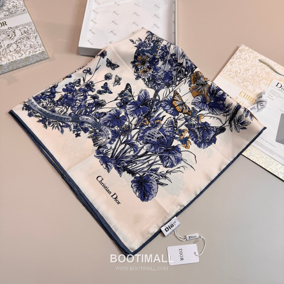 Dior Butterfly Around the World Silk Square Scarf 100% Mulberry Silk Print Scarf 디올 버터플라이 어라운드 더 월드 실크 스퀘어 스카프 90cm 3