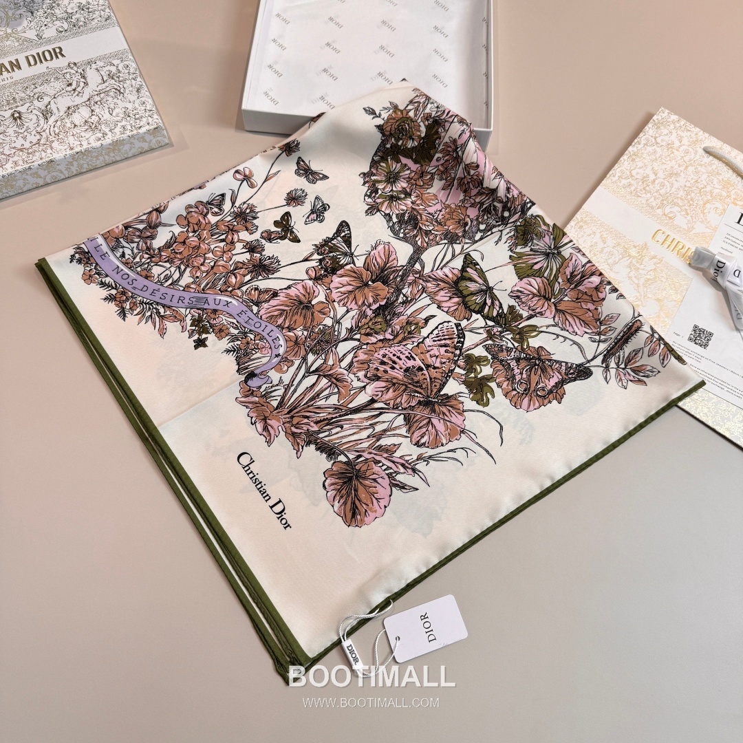 Dior Butterfly Around the World Silk Square Scarf 100% Mulberry Silk Print Scarf 디올 버터플라이 어라운드 더 월드 실크 스퀘어 스카프 90cm 3