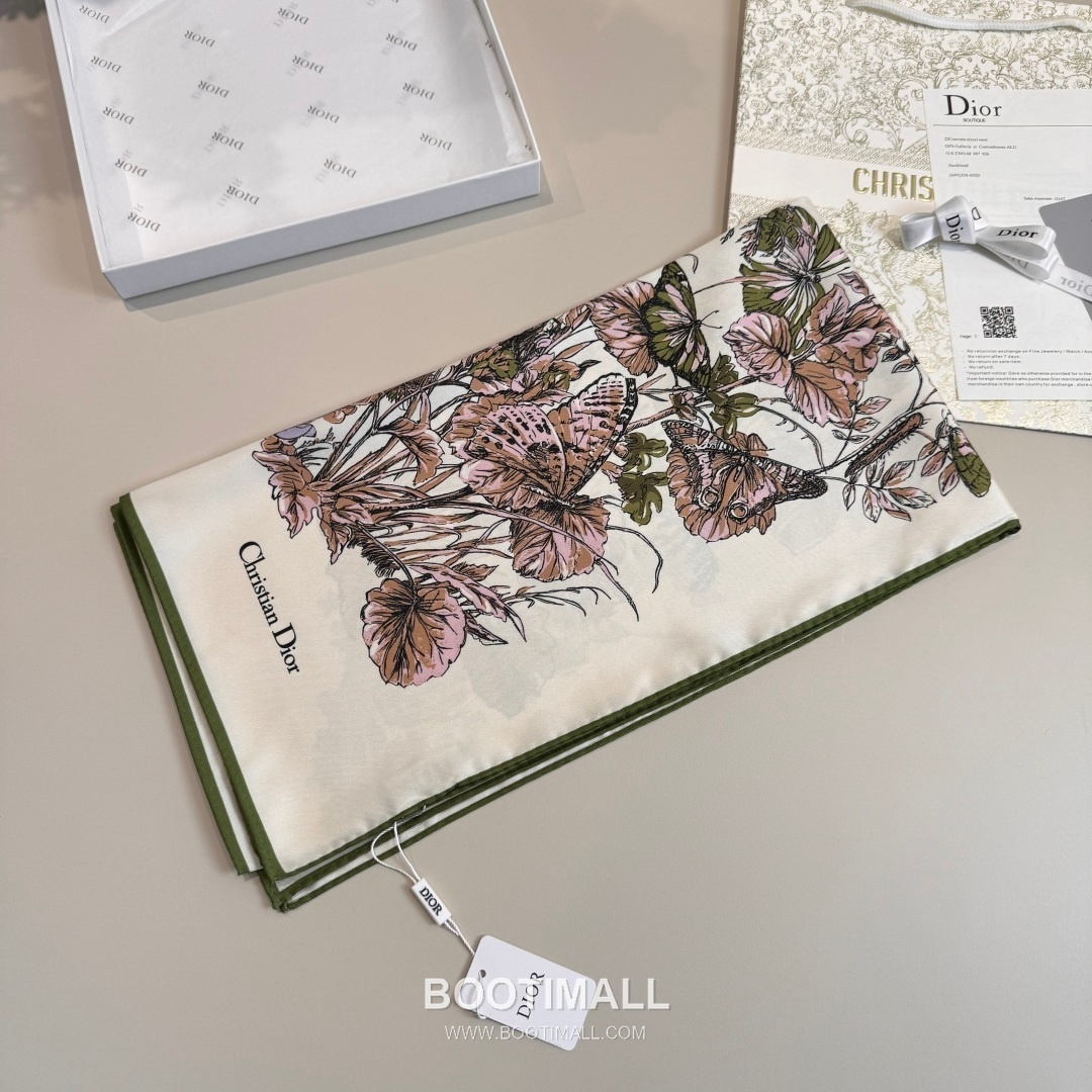 Dior Butterfly Around the World Silk Square Scarf 100% Mulberry Silk Print Scarf 디올 버터플라이 어라운드 더 월드 실크 스퀘어 스카프 90cm 4