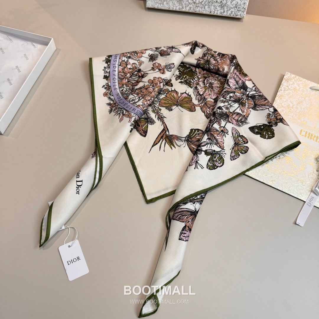 Dior Butterfly Around the World Silk Square Scarf 100% Mulberry Silk Print Scarf 디올 버터플라이 어라운드 더 월드 실크 스퀘어 스카프 90cm 6