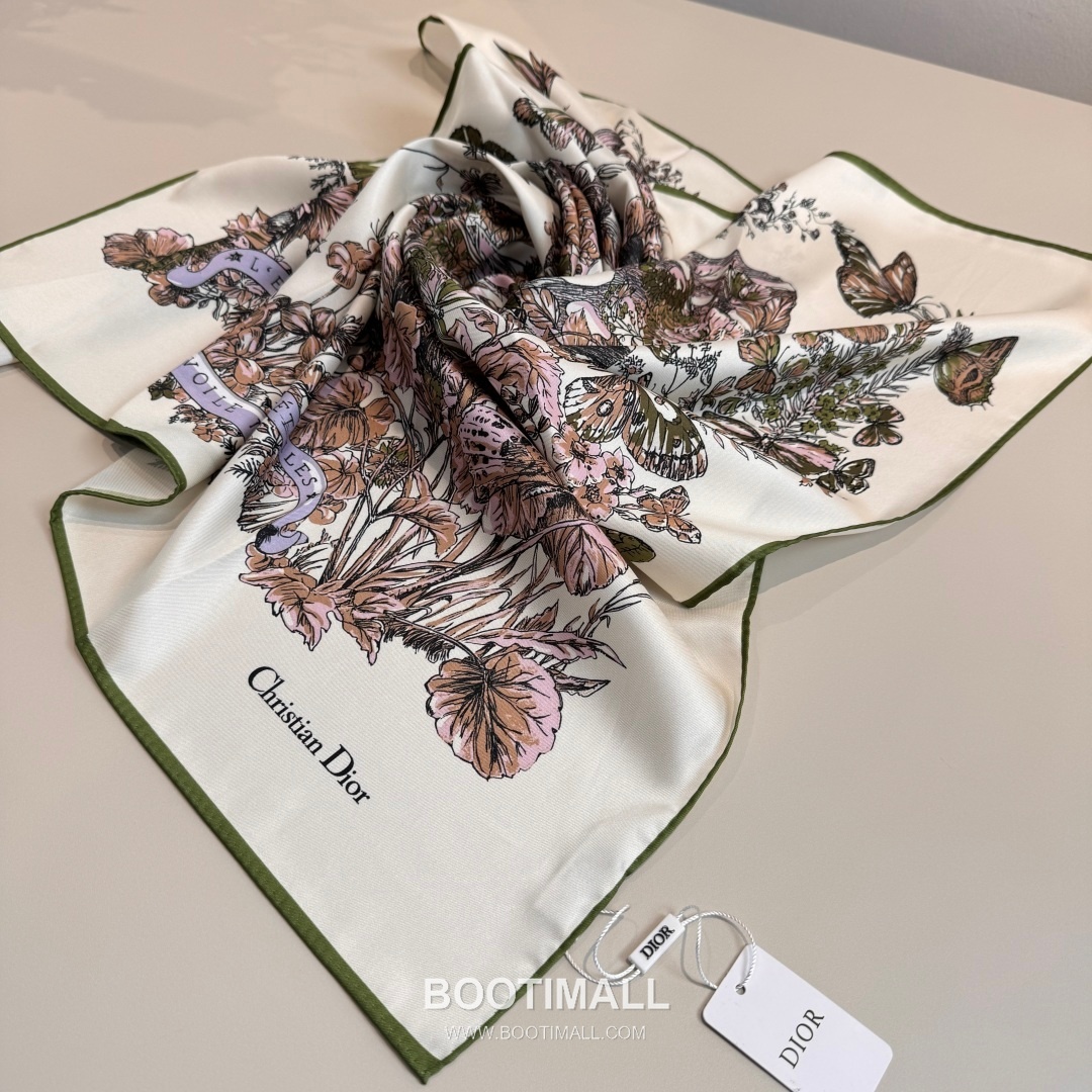 Dior Butterfly Around the World Silk Square Scarf 100% Mulberry Silk Print Scarf 디올 버터플라이 어라운드 더 월드 실크 스퀘어 스카프 90cm 8
