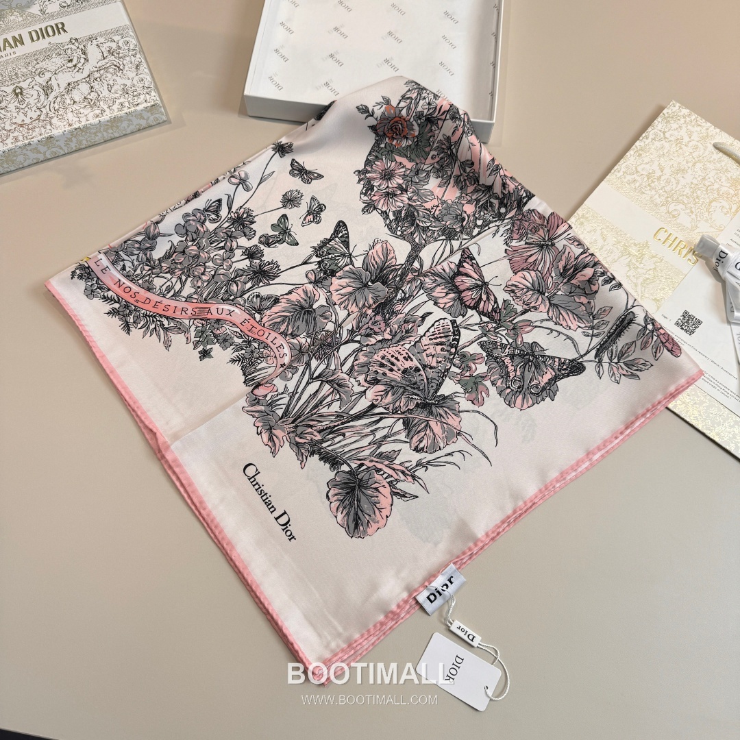 Dior Butterfly Around the World Silk Square Scarf 100% Mulberry Silk Print Scarf 디올 버터플라이 어라운드 더 월드 실크 스퀘어 스카프 90cm 3