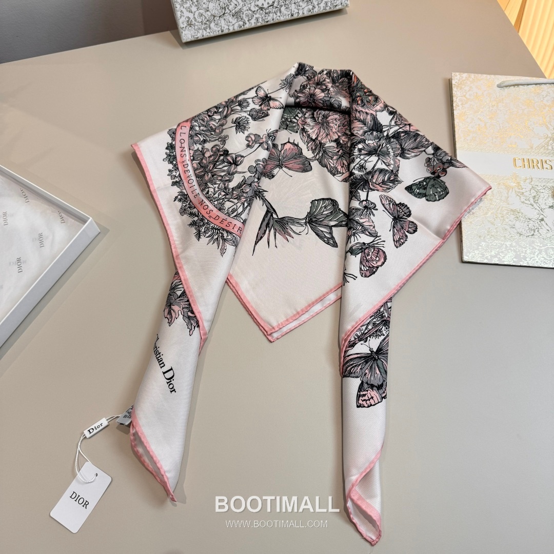 Dior Butterfly Around the World Silk Square Scarf 100% Mulberry Silk Print Scarf 디올 버터플라이 어라운드 더 월드 실크 스퀘어 스카프 90cm 6