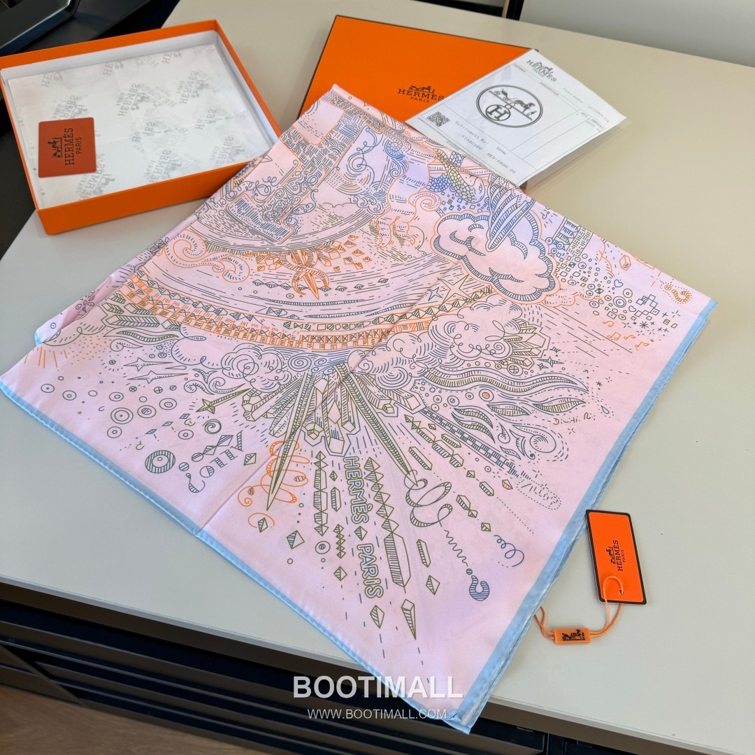 Hermès Getting Connected Silk Square Scarf Print Design 에르메스 커넥팅 테마 실크 스퀘어 스카프 90cm 2