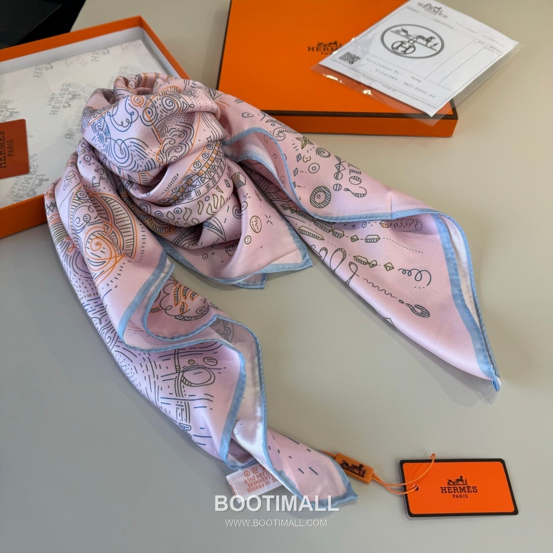 Hermès Getting Connected Silk Square Scarf Print Design 에르메스 커넥팅 테마 실크 스퀘어 스카프 90cm 5