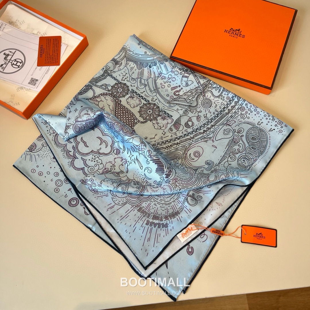 Hermès Getting Connected Silk Square Scarf Print Design 에르메스 커넥팅 테마 실크 스퀘어 스카프 90cm 4