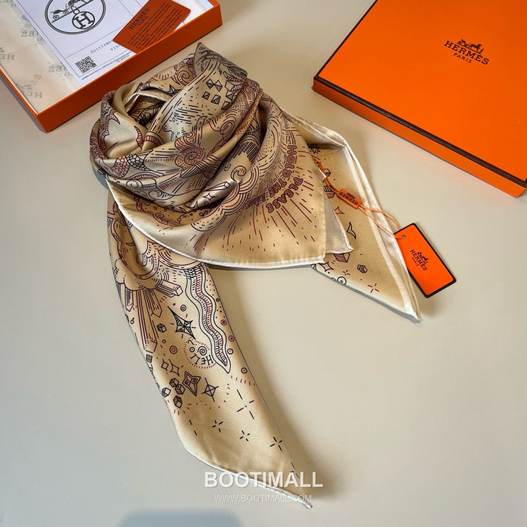 Hermès Getting Connected Silk Square Scarf Print Design 에르메스 커넥팅 테마 실크 스퀘어 스카프 90cm 7